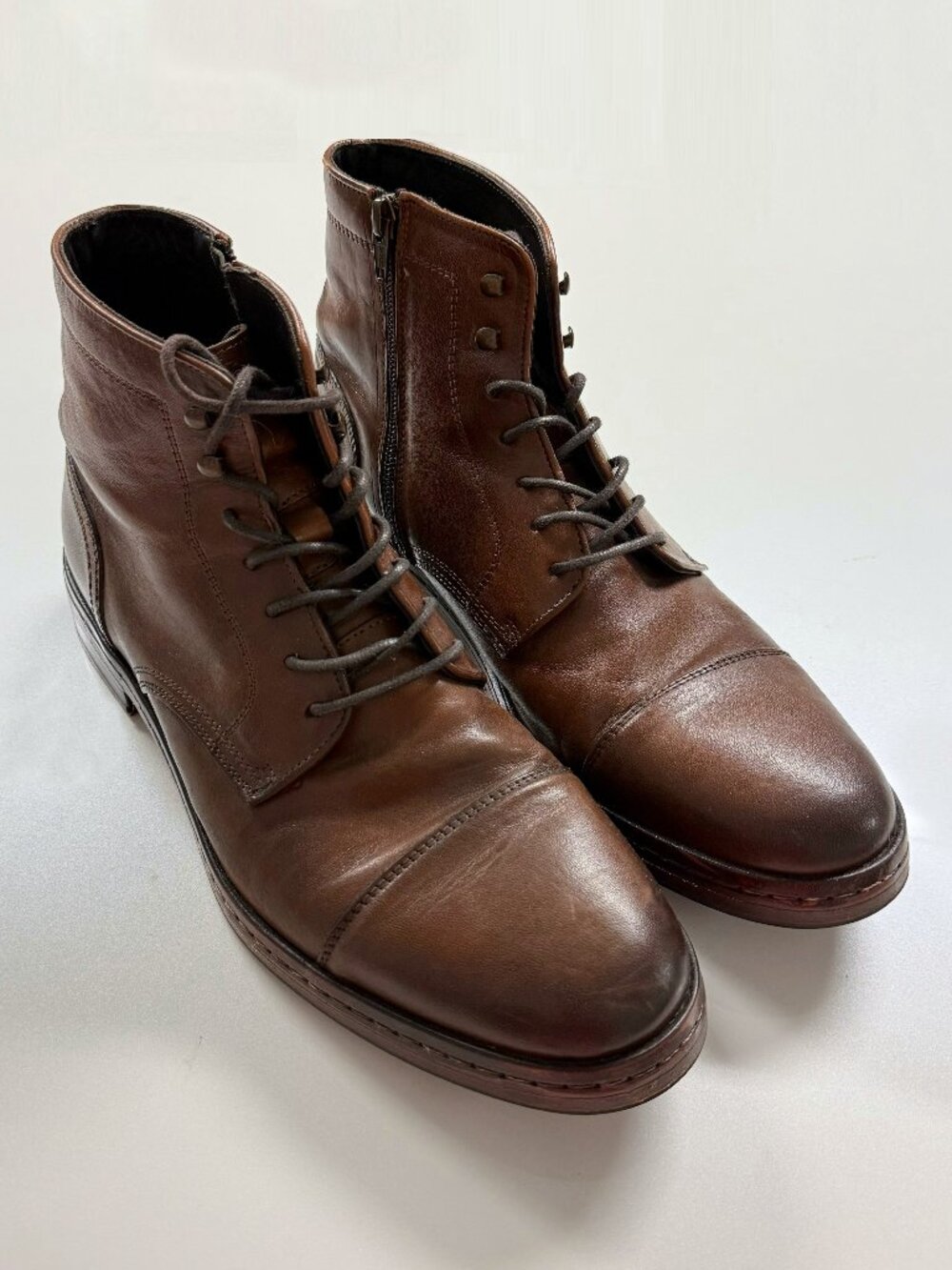 Johnston & Murphy Brown Leather Lace-up Ankle Boots